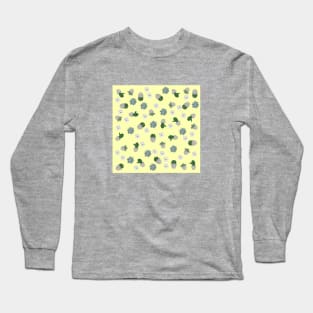 Cacti Pattern. grey. green. yellow. Long Sleeve T-Shirt